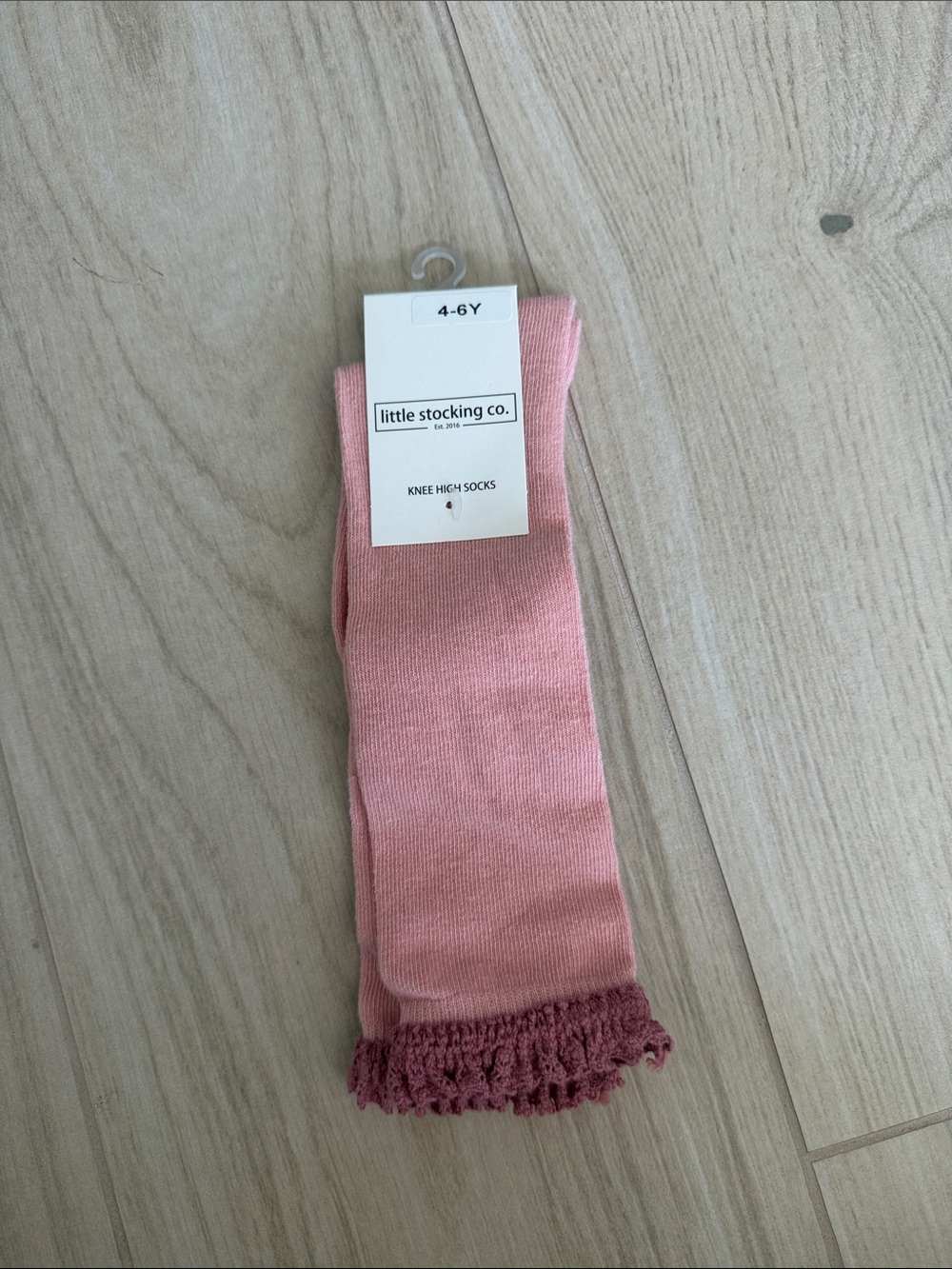 Little Stocking Co. Girls' Pink Knee High Socks with Ruffle Cuff
